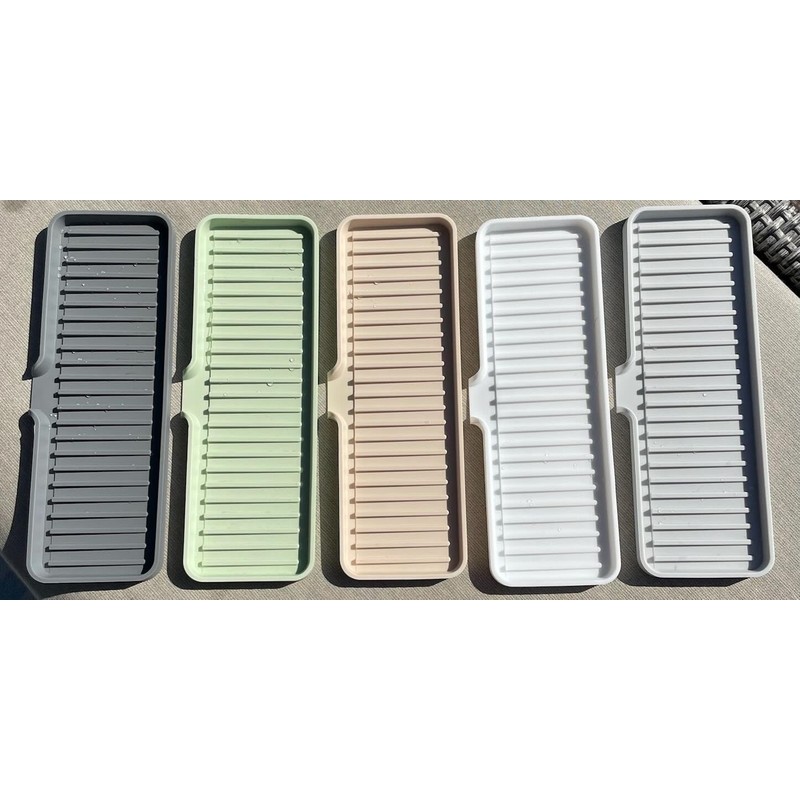 Happitasa Silicone Soap Dish Tray and Sponge Holder with Drain
