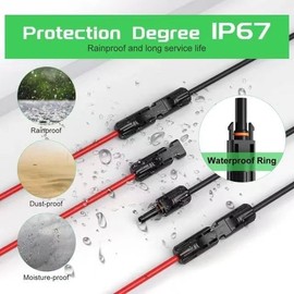 2pcs 10FT 10AWG Solar Extension Cable with Female and Male Connector，with Extra 2pcs mc4 y connectors Adaptor Kit for Home, Ship and RV Solar Panels，Waterproof Solar ExtensionCable Kit .