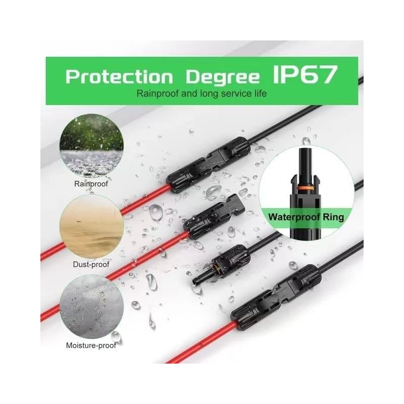 2pcs 10FT 10AWG Solar Extension Cable with Female and Male