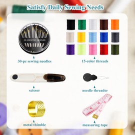 Mini Sewing Kits for Adults & Kids, Small Sewing Accessories and Supplies for Beginners with Needles, Threads, Scissors, Measure Tape, Suitable for Travel, Home, School and DIY Gift (Dark Green)