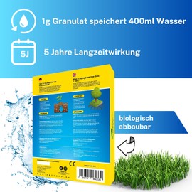 Greenyp Aquagel I Long-Term Water Storage Granules for Plants, Trees and Lawns Against Drought and Drought I 60 g for 40 L Potting Soil or 3 m² I Store 400 Times of Water I Super Absorber