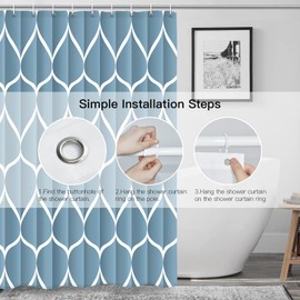 Gelbchu Moonlight Blue Shower Curtain, Waterproof Design and Polyester, Quick-Drying, Weighted Hem, Shower Curtains Set for Bathroom W 72 x H 72, Machine Washable with 12 Plastic Hooks