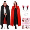 AOOWU Adult Hooded Cape Set, Reversible Black and Red Cape