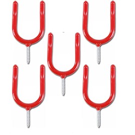 SISI UK® Tool Storage Shed Garage Hook Plastic Coated - Red (Pack 5)