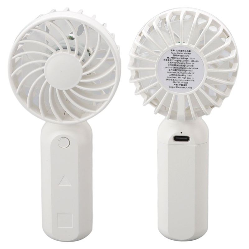 Handheld Fan 5V 3 Levels Wind Adjustment USB Charging Grille