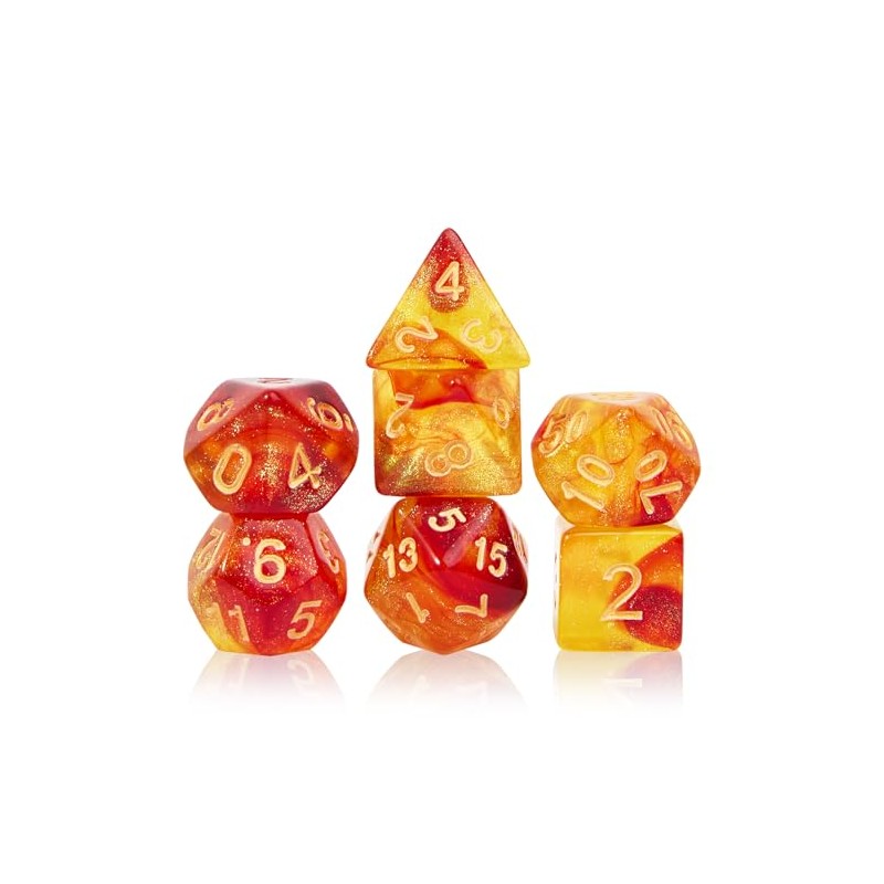 DND Polyhedral Dice Set with a Black Dice Bag for