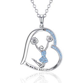 NORBU Cheerleader Gifts for Girls, Hypoallergenic Cheer Necklace for Daughter Cheerleading Squad Cheer Team Team Spirit Coach, Homecoming Graduation Birthday Christmas Gift, Blue