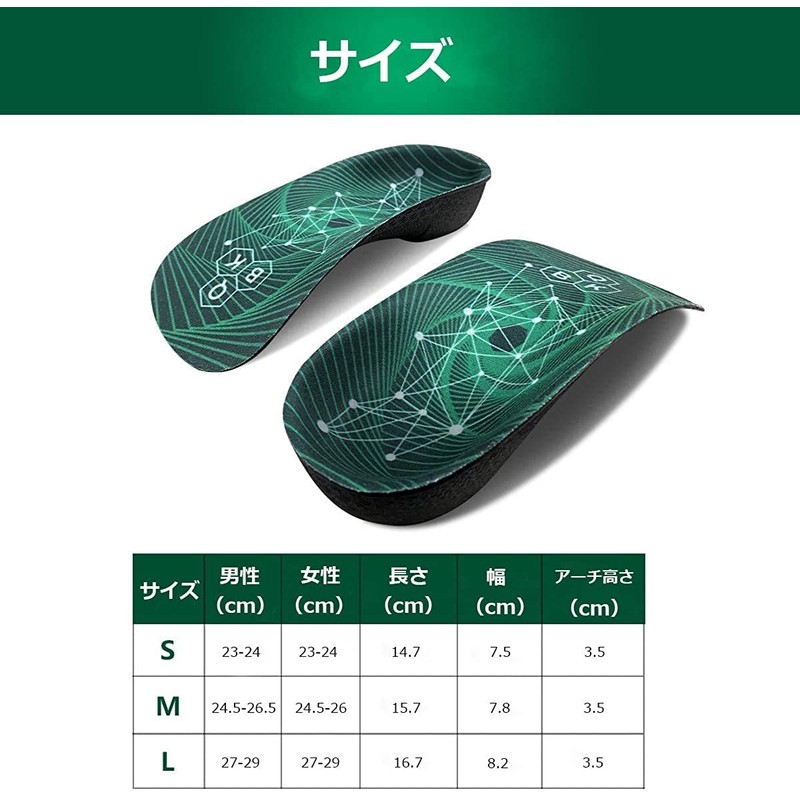 QBK Arch Support Insole, Flat Feet, Plantar Fasciitis, Ergonomic Based