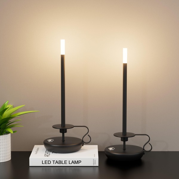 irotine 2 Pack Cordless LED Table Lamp, Battery Powered Stepless