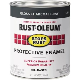 Rust-Oleum 7784502 Stops Rust Brush On Paint, Quart, Gloss Charcoal Gray