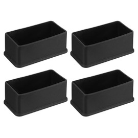 QUARKZMAN Pack of 4 PVC Square Chair Leg Caps, 80 mm x 40 mm OD Black Furniture Feet Pads, Table Foot Covers, Floor Protectors for Patio Table, Cabinet, Bed Furniture