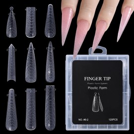 siyuwuro 120Pcs Dual Nail Forms Poly Extension Gel Nails Full Cover Nail Tip Builder Models 12 Sizes Clear Snake Print for Solid Nail Gel Glue Nail Art Design for Home & Salon (Eagle Hook)