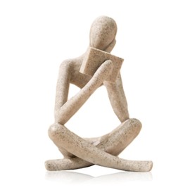 UTTCMK Bookshelf Decor Reading Statue - Abstract Art Thinker Sculpture Bookend for Shelves Aesthetic, Modern Home Decoration Figurine for Living Room Office Shelf Desk Coffee Table Decor(Beige Right)