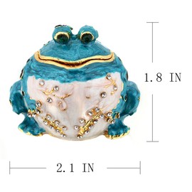 Hinged Frog Trinket Jewelry Box Crystal Jeweled Small Cute Frog Animal Figurines Collectible