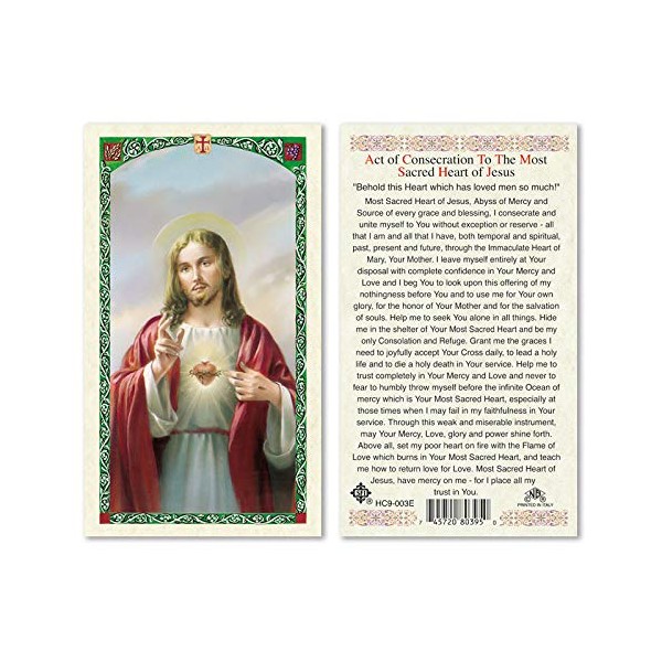 ACT OF CONSECRATION TO SACRED HEART OF JESUS ENGLISH HOLY CARD LAMINATED PRAYER CARDS