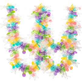 Guirnalda de oropel de Pascua de 20 pies, colorida guirnalda de oropel con confeti, guirnalda de oropel colgante de primavera para árbol de Pascua, escalera, manto, suministros de fiesta