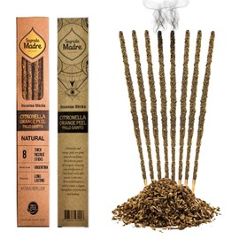 8 pcs Wildly Harvested Thick - Natural Citronella with Orange Incense Sticks, 9” Long - Eco Friendly,Non Toxic Incense Sticks (1hr Burning Time) to Heal & Purify Your Body & Surroundings