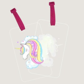 Bibliophiles Big Unicorn Writable Transparent Bag Luggage Tags, PVC Luggage Labels for Suitcases with Name Address Phone Number Labels Travel Tag for Baggage Identity ID Labels for Trolley, Suitcase