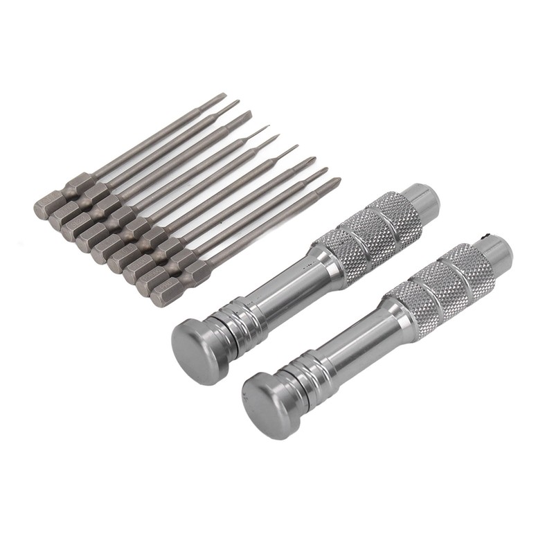 Steel Slotted Screwdriver Set with 9 Bits 2 Handles Hand
