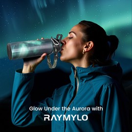 RAYMYLO 40oz Insulated Water Bottle, Triple Wall Vacuum Stainless Steel Water Bottles - Keeps Cold 48H, Reusable Metal water flask Jug for Gym, Sports, Camping, Hiking,Travel, Aurora-Green