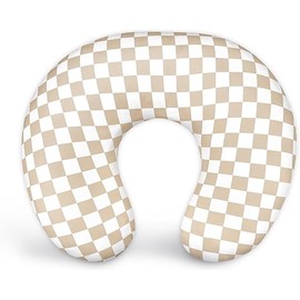 DILIMI Nursing Pillow Cover, Stretchy Removable Case for Breastfeeding Pillows, Ultra Soft Comfortable Slipcover for Baby Girl and Boy, Light Brown Checkerboard