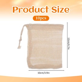 LXUEJIE Pack of 10 Soap Bags, Sisal Soap Bags for Showering, Soap Bags for Solid Soap, Soap Bag with Drawstring for Sustainable Body Care
