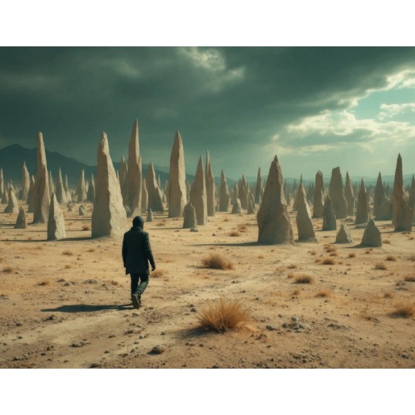 Figure Approaching a Spiked Field Nuclear Semiotics Waste Site Print