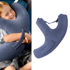 Car Travel Pillow for Kids and Adults, Y-Shaped Plush Neck Support for Sleeping, Comfortable Travel Headrest Cushion for Car, Airplane, Long Trips, Office Naps (Blue)