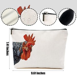 DHKG Chicken Themed Gifts Makeup Bag Rooster Cosmetic Bag Chicken Gifts for Women Girls Friend Farmer Coworker Farm Animals Travel Organizer Zipper Pouch Graduation Birthday Friendship Gifts