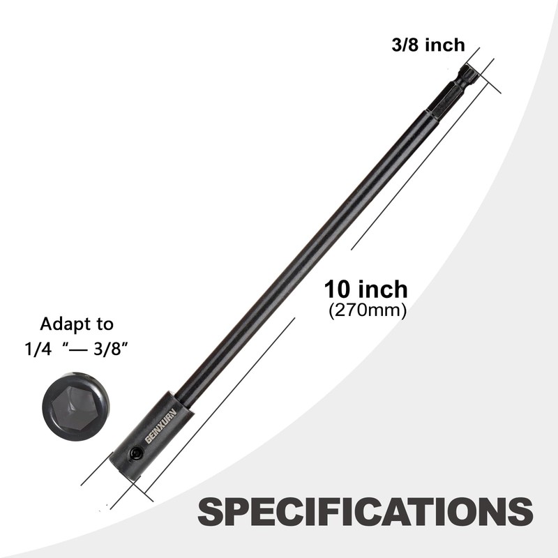 GEINXURN Tools Hole Saw Extension Chuck, 10-Inch x 3/8-Inch Hex