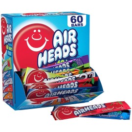 Perfetti van Melle USA Inc. Airheads Candy Bars, Variety Bulk Box, Chewy Full Size Fruit Taffy, Gifts, Holid - Variety, 60 Count (Pack Of 1)