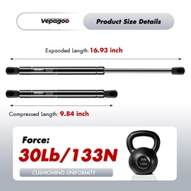 Vepagoo C16-15070 17 inch 30Lb/134N Gas Shocks Struts Lift Support C16-20195 for Leer are Camper Shell Truck Topper Rear Window, Pickup Cab Canopy Door, 2pcs (1pair)