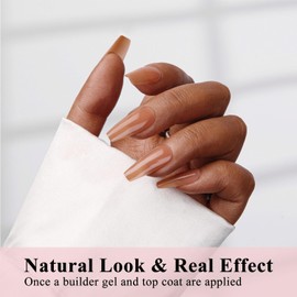 SXVME Soft Gel Nail Tips Long Coffin Gel X Nails, 300Pcs Pre-applied Tip Primer Gel X Nail Tips, Natural Brown Colored Gel Tips Acrylic Fake Nails Extensions Nude False Nails Press ons for Easy DIY