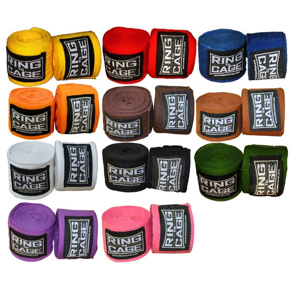 Ring to Cage 11 Colors Mexican Stretch 180" handwraps (11 Pairs of Assorted Color Pack)