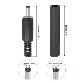 PATIKIL 4pcs 3.5x1.35mm DC Male Plug Power End DIY DC Bucket Connector with Replacement Heat Shrink Tubing