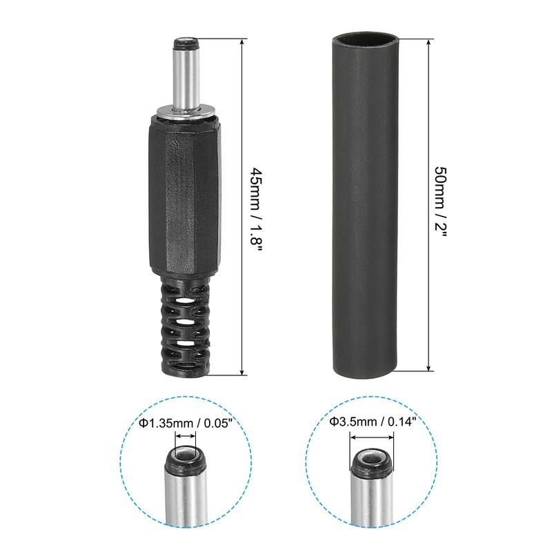 PATIKIL 4pcs 3.5x1.35mm DC Male Plug Power End DIY DC