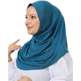 Prien Hiyab liso listo para usar para mujeres, turbantes instantáneos musulmanes, bufanda de jersey suave, ropa islámica, hiyabs largos, Abaya, turquesa, Estándar