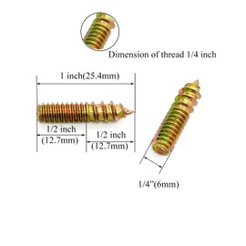 Yoliko 20 Pack 1/4-20 x 1 Inch Hanger Bolts 1/4-20" Double Headed Bolts 1/4 Wood Dowel Screw Self-Tapping Screw Hanger Bolts for Furniture Screws Double Screw Threaded Rods Bolt 25.4mm Length