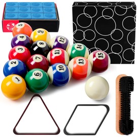 PullCrease 31 Pcs Billiard Accessory Kit Billiard Pool Balls with Triangle and Diamond Ball Holder Cue Chalks Pool Table Brush Set Pool Table Accessories