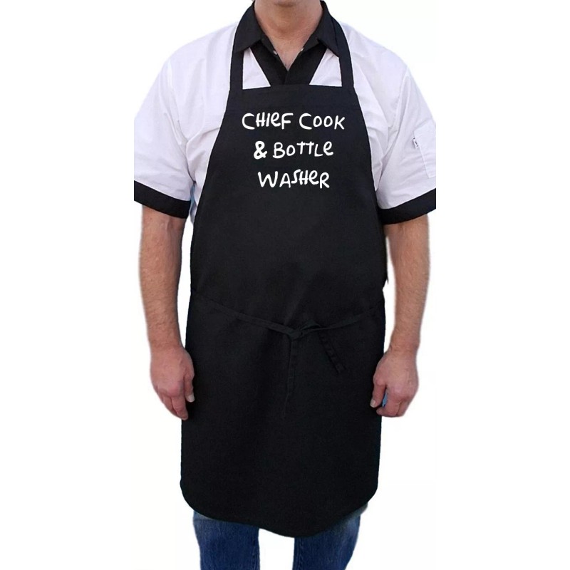 Funny Chief Cook & Bottle Washer Funny Apron, Black Cooking