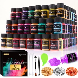CHANGTIKEJI Mica Powder - 81 Colors - 10g/Bottle of Natural Pigment Powder for Epoxy Resin，Soap Making，Candle Making,Car Freshies,Dye,Nail Polish,Bath Bombs