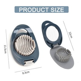 AWAVM Egg Slicer with Stainless Steel Wire Egg Slicer, Multifunctional Egg Cutter for Evenly Slicing Boiled Eggs Ham Banana and Strawberry (Blue Grey)