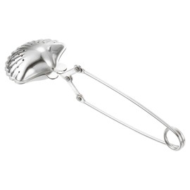 sourcing map 1 Pcs Seashell Snap Tea Ball Infuser with Handle, Loose Tea Steeper, Stainless Steel Tea Strainer for Brew Loose Leaf Tea, Silver