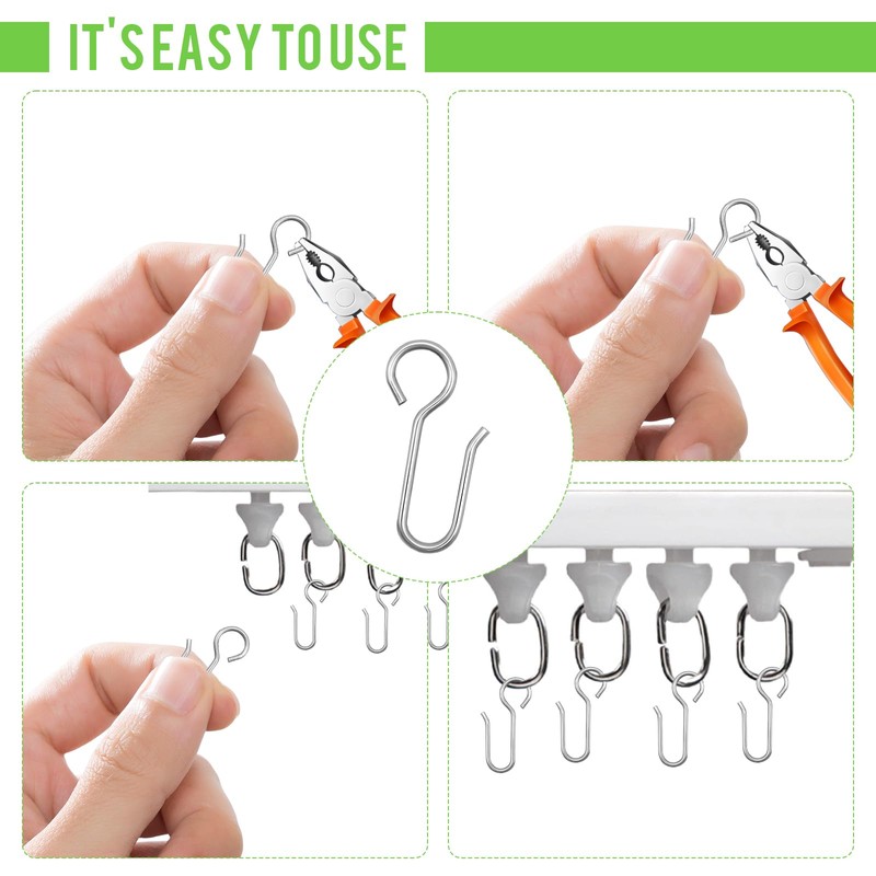 Curtain Hooks for Track, 100 Pcs Metal Curtain Hooks Hanging
