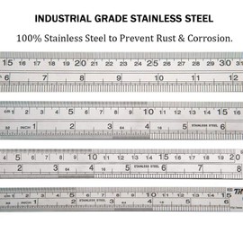 Heavy Duty Stainless Steel Ruler Set 12 Inch (30 CM) + 6 Inch (15 CM) Metal Rulers Kit - Perfect Straight Edge For Easy Measurements