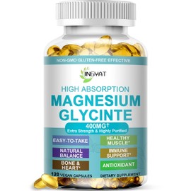 Magnesium Glycinate 400mg Softgels – High Absorption Chelated Magnesium Supplements for Stress, Sleep, Muscle, Nerve & Heart Support – Non-GMO, Gluten-Free, 120 Softgels