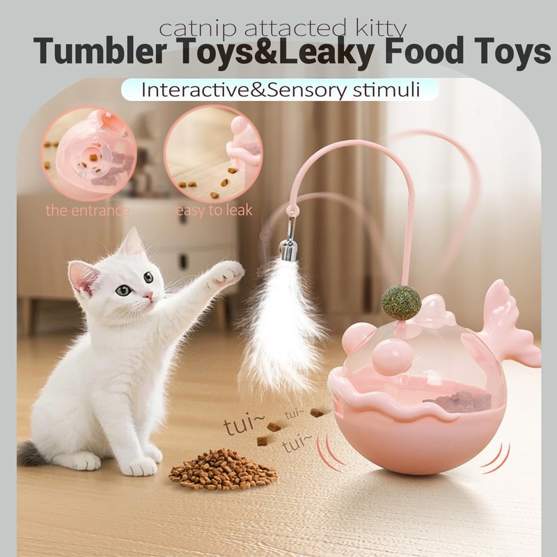 Interactive Cat Toys for Indoor with Feather Teaser Wand,Stimulation Smart