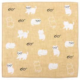 Hamamonyo Washed Towel Handkerchief, Cat Glasses
