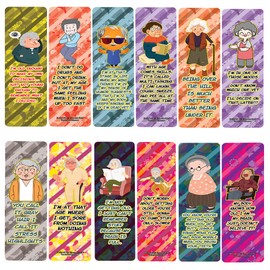Creanoso Hilarious and Funny Senior Aging Humor Bookmarks (60-Pack) – Great Bulk Set Incentive Page Binders for Seniors – Stocking Stuffers Gifts Rewards Token Ideas for Old People