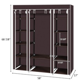 SOONEEDEAR Portable Closet Clothing Wardrobe 5-Layer Nonwoven Wardrobe Double Bar Storage